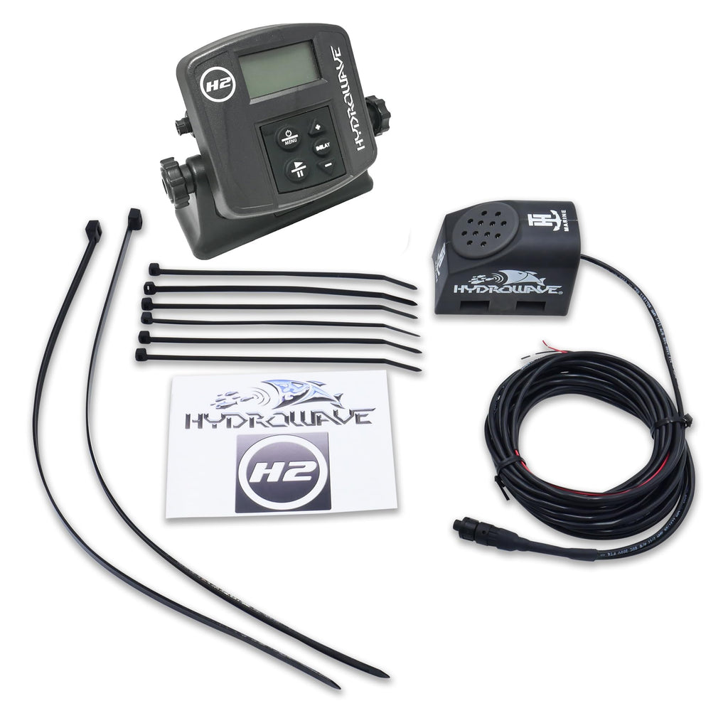 HYDROWAVE T-H Marine H2 Fish Feeding Stimulator System Package - Waterproof Fishing Sound Device with 16-Bit Sound Quality, Underwater Sound Patterns Attract Bass, Crappie, Walleye - Black
