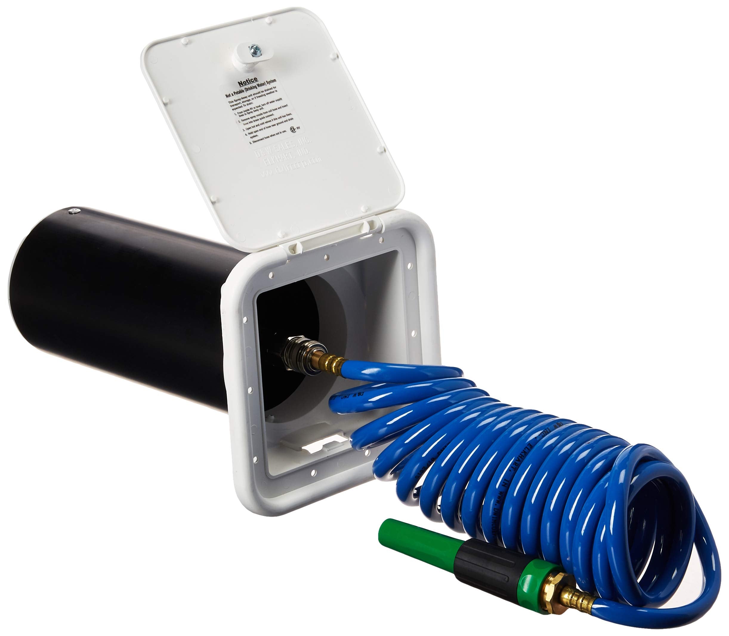 VALTERRA Phoenix Faucets PF147007 Spray-Away Self Storing Sprayer with Quick Connect Valve - 15' Coiled Hose, White