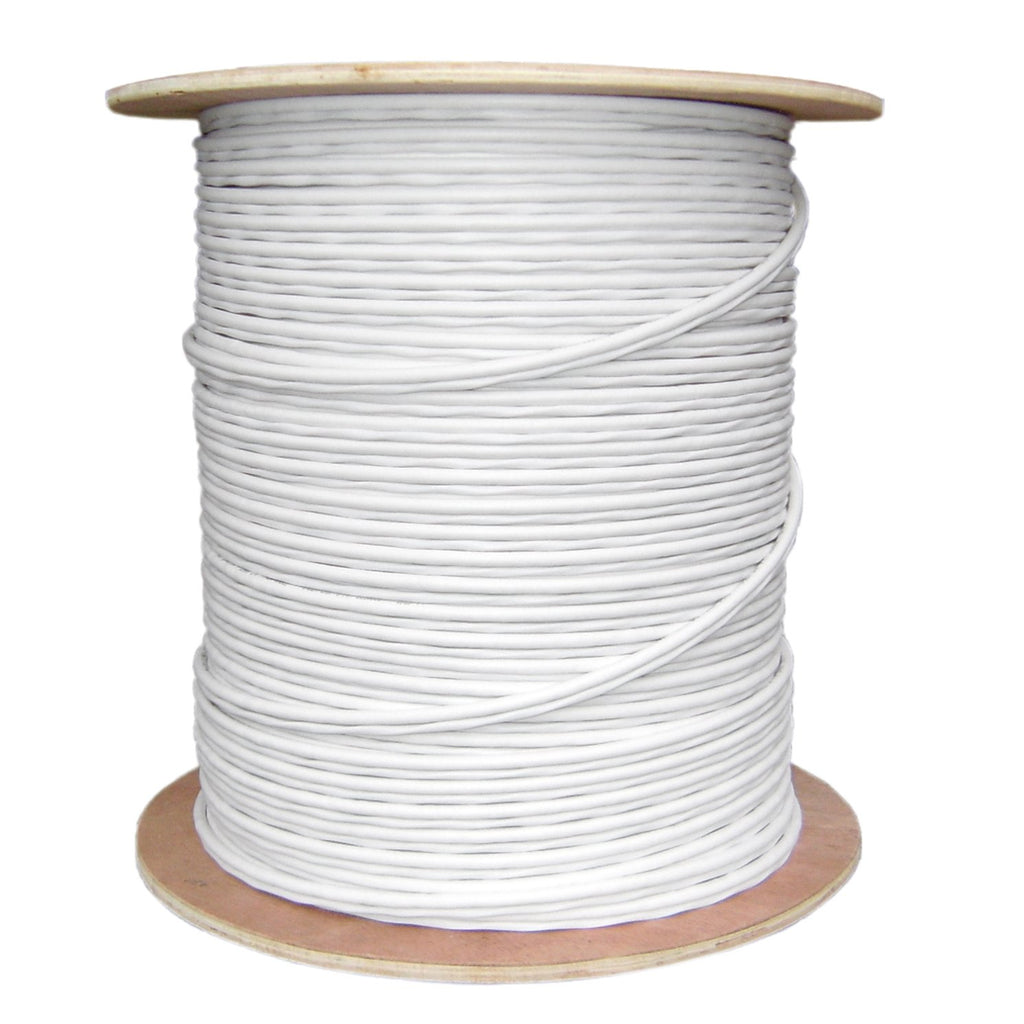 CableWholesale Bulk RG59 Siamese Cable, CCTV Video Coaxial + 18/2 Power Cable, 20AWG Solid Copper Coax, CMR, Bonded White Jacket, Spool, 1000 feet