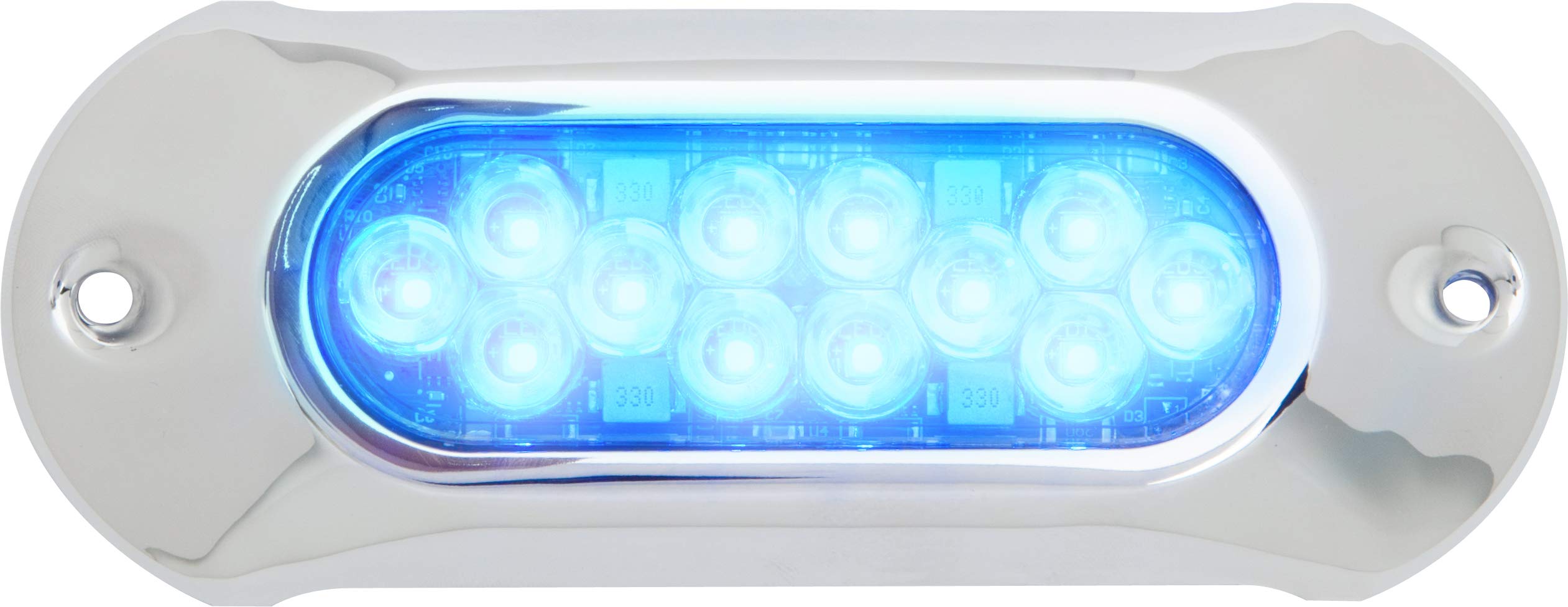 attwood 66UW12B-7 Lightarmor Ultra-Bright 12-LED HPX 5,000 Lumen Underwater Light, Sapphire Blue