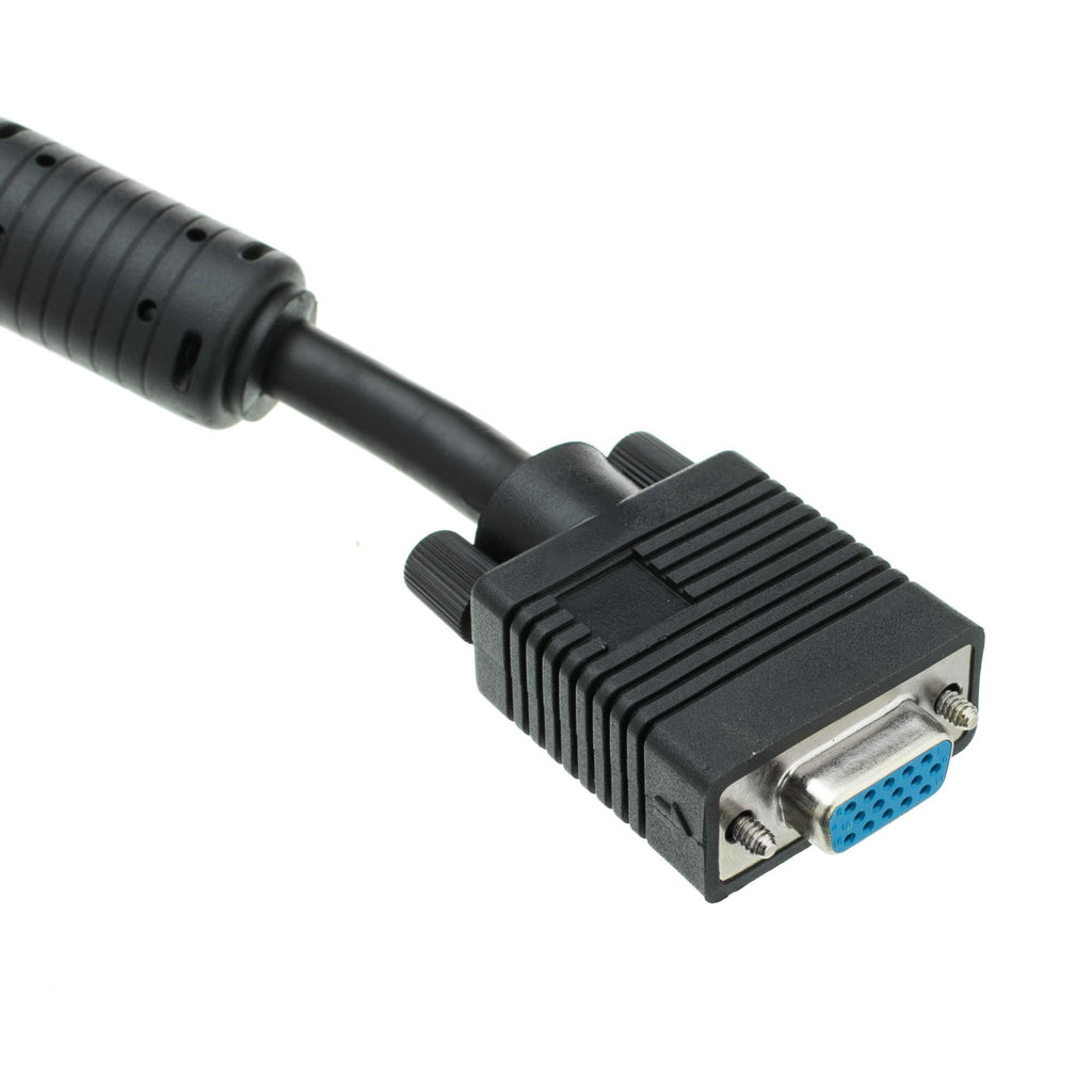 CableWholesale VGA Extension Cable SVGA Male to Female HD15 Male to HD15 Female Double Shielded Monitor Video Coaxial Cable with Ferrite core for PC Laptop Projector Video, Black, 3 feet