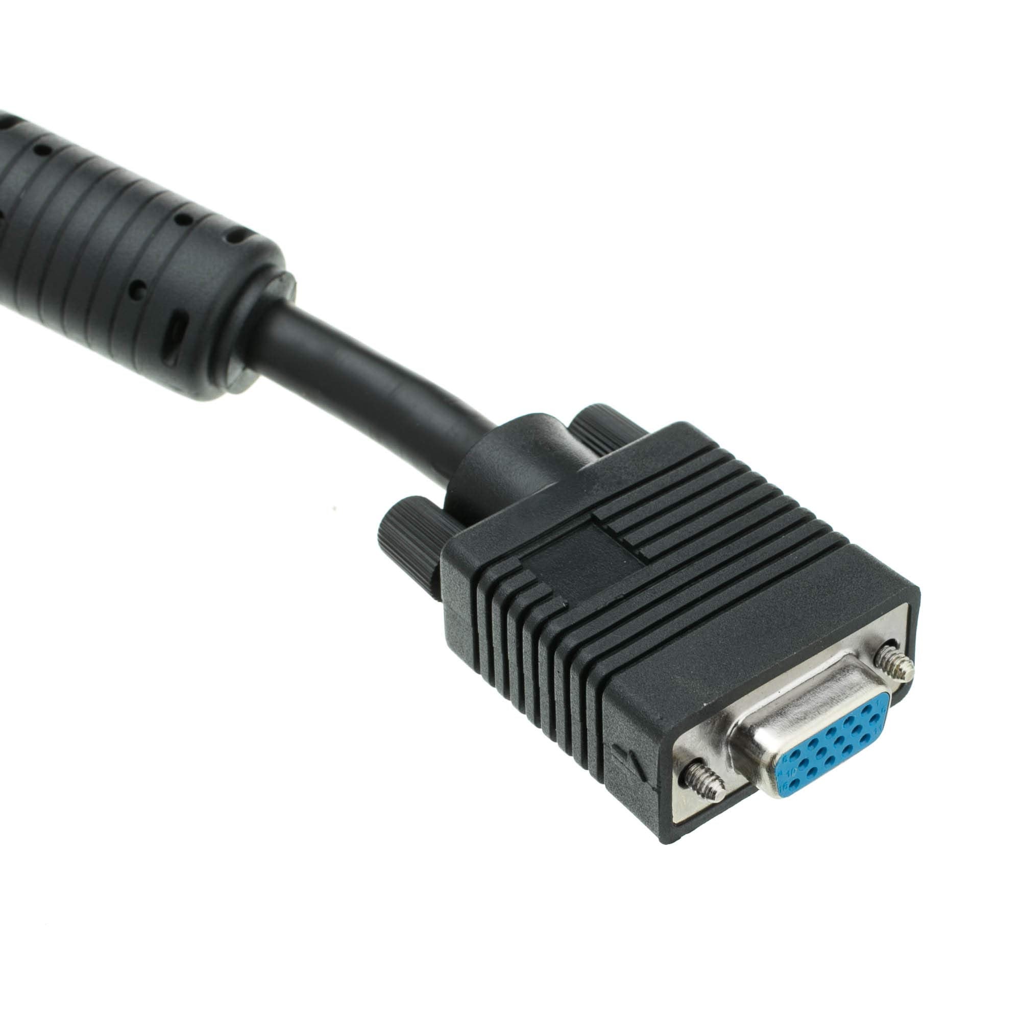 CableWholesale VGA Extension Cable SVGA Male to Female HD15 Male to HD15 Female Double Shielded Monitor Video Coaxial Cable with Ferrite core for PC Laptop Projector Video, Black, 3 feet