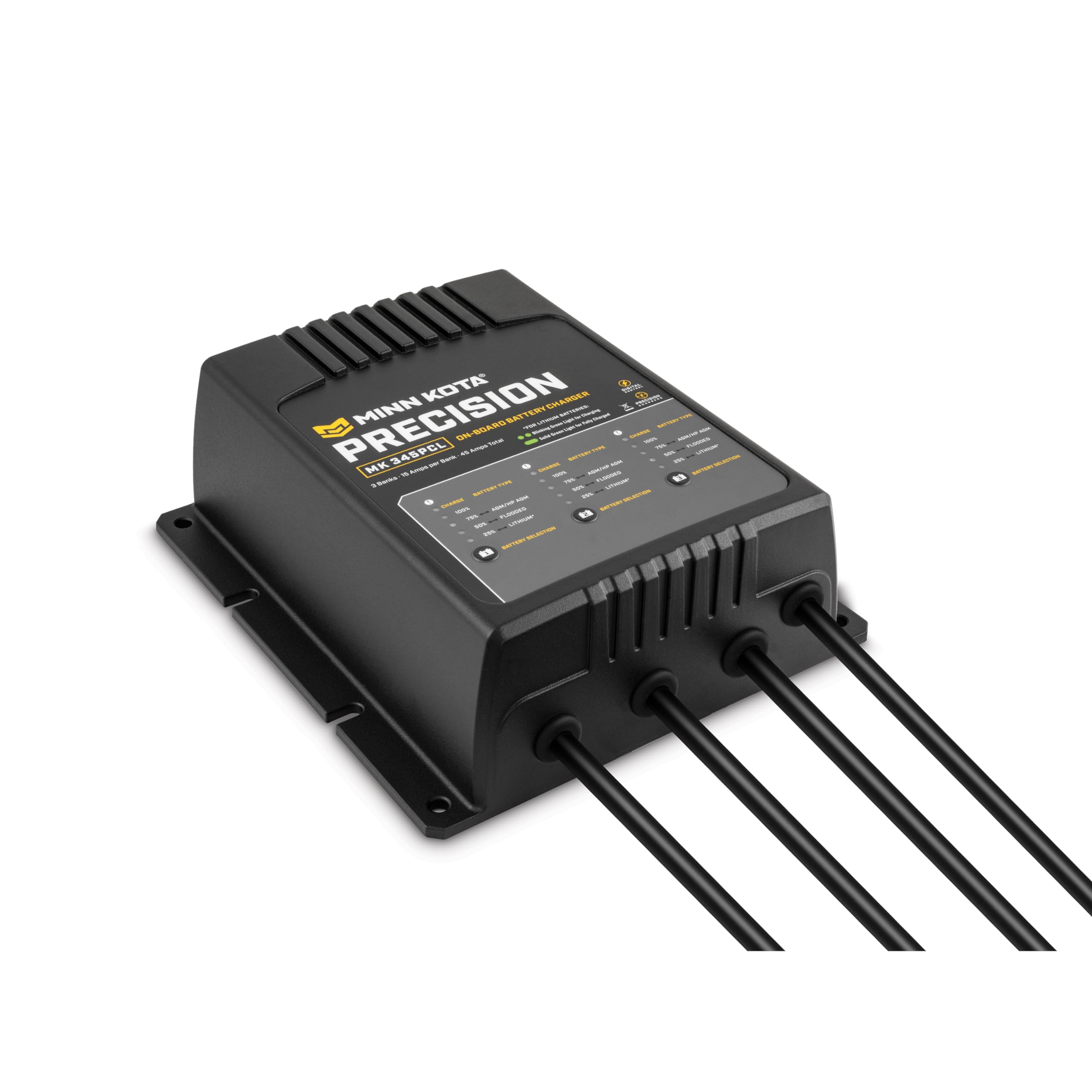 Minn Kota Precision MK-345PCL On-Board Marine Battery Charger – 3 Banks, 15 Amps Each