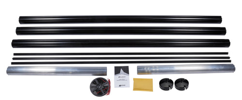 14' Cut-to-Fit Black Powder Coated Roller Tube, Black End Caps, Light Rail and LED Lighting (Range 14' - 6')