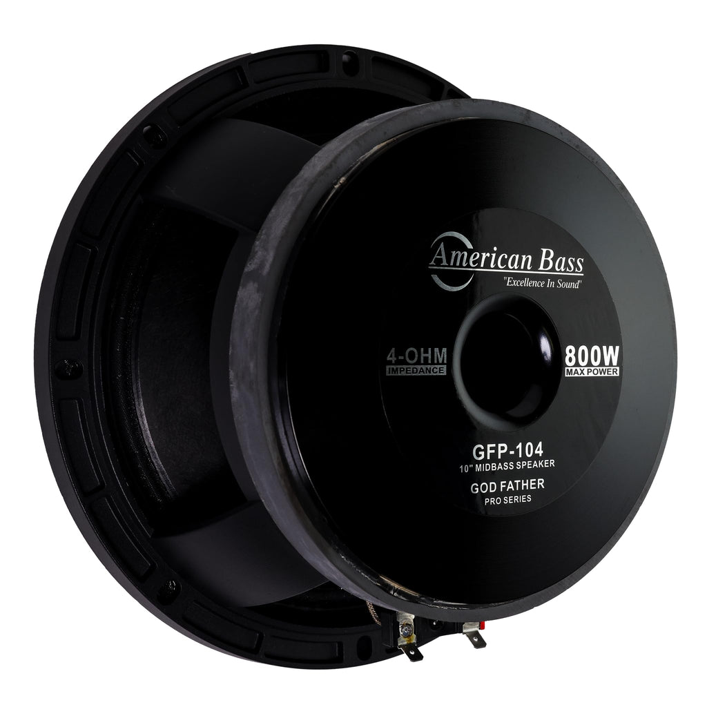 AVD. American Bass Godfather 10 Midrange Car Speaker, 800 Watt Maximum Power, Mid Bass Car Audio Stereo Woofer Loudspeaker, 10 inch 4 Ohm Voice Coil