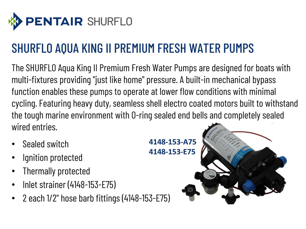 PENTAIR SHURFLO 4148-153-E75 Aqua King II Premium Fresh Water Pump 4.0