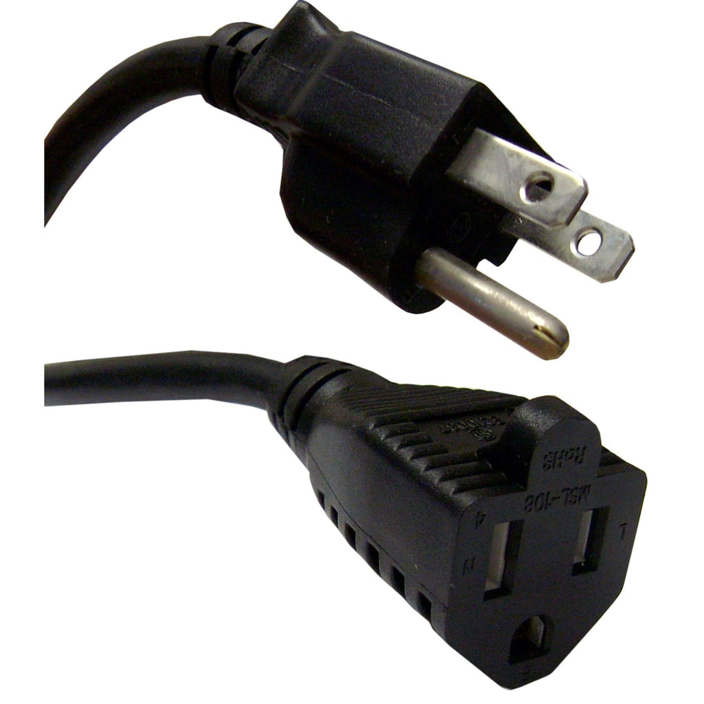 1 feet Heavy Duty Power Extension Cord, Power Extension Cable, Black, NEMA 5-15, Male to Female, 13 Amp Power Cable, 16 AWG, CableWholesale