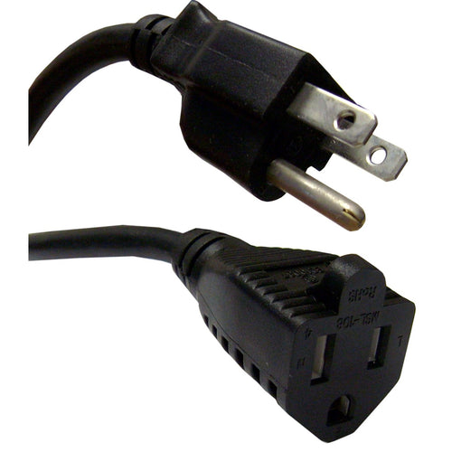 1 feet Heavy Duty Power Extension Cord, Power Extension Cable, Black, NEMA 5-15, Male to Female, 13 Amp Power Cable, 16 AWG, CableWholesale