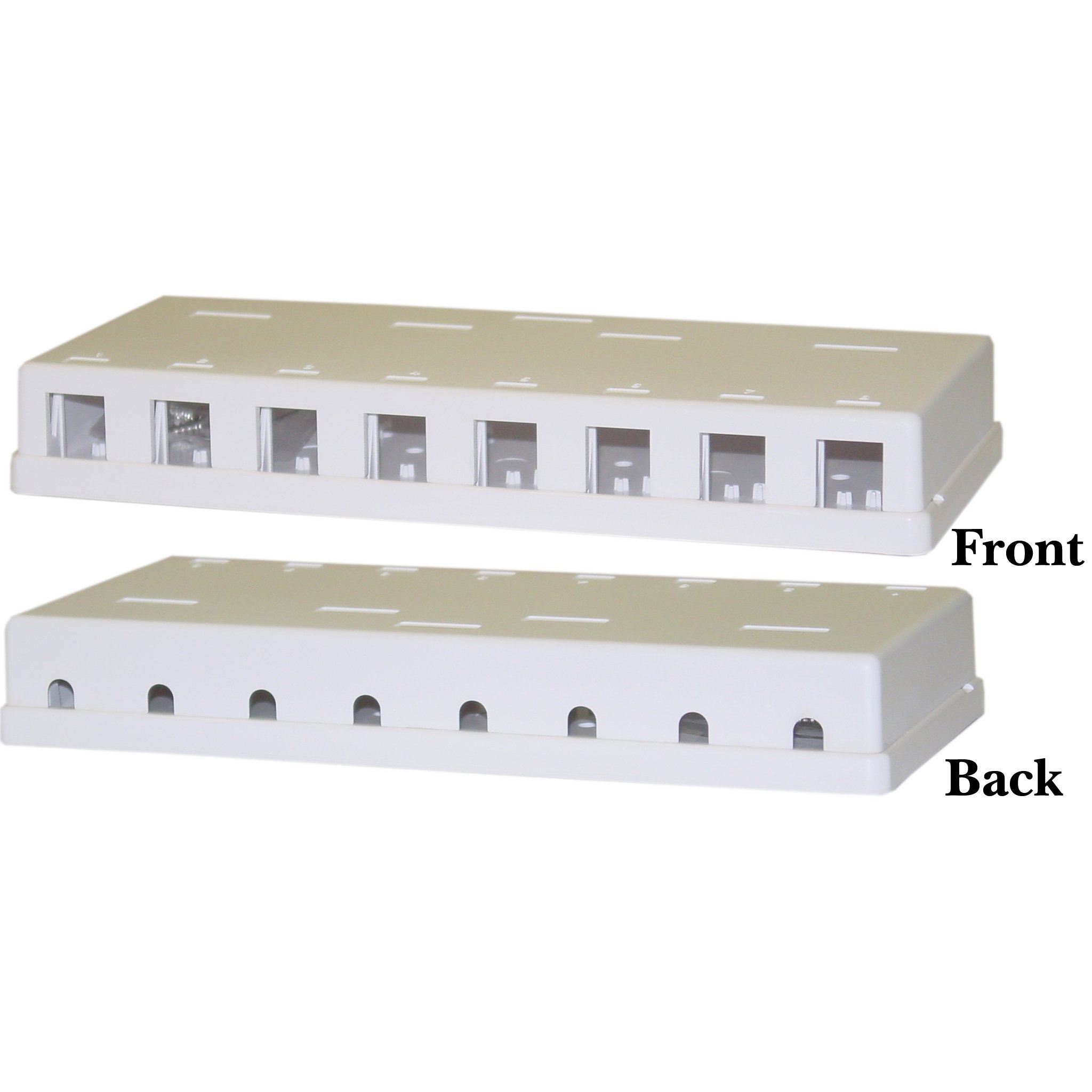 8 Port Keystone Jack Surface Mount Box, White, Surface Mount Box for Networking, Home Theatre, Security/Surveillance, Cablewholesale
