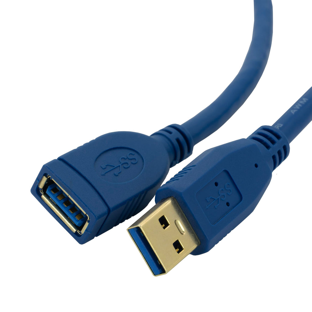 CableWholesale 1 feet USB 3.0 Extension Cable, Blue, Type A Male/Type A Female Plug, A Male to A Female Super Speed USB Extension Cable, USB Extension Cable Male to Female