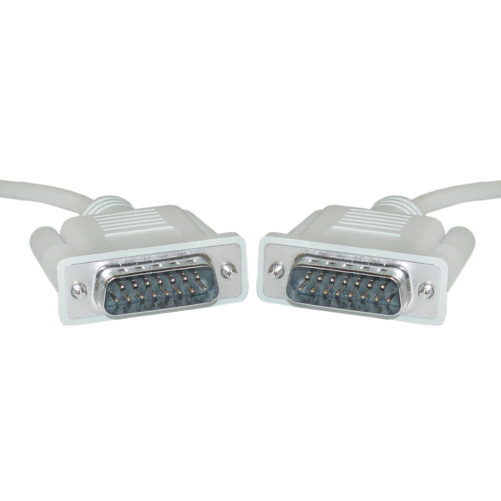 CableWholesale DB15 Monitor Cable, 28 AWG Single Shielded Cord, 15 Pin Male to Male DB15 Male Connector, VGA M/M Cable, Beige, 6 Feet