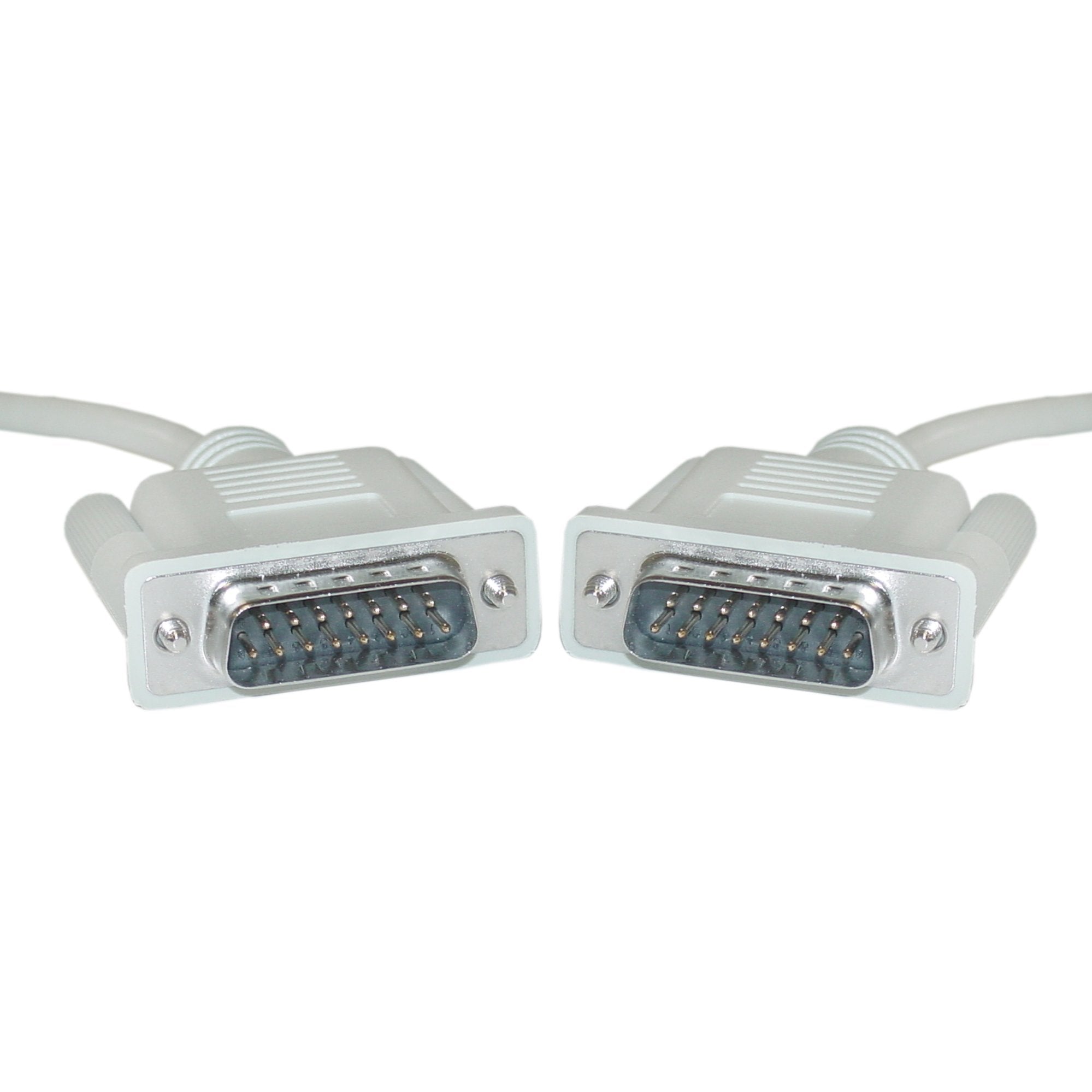 CableWholesale DB15 Monitor Cable, 28 AWG Single Shielded Cord, 15 Pin Male to Male DB15 Male Connector, VGA M/M Cable, Beige, 6 Feet