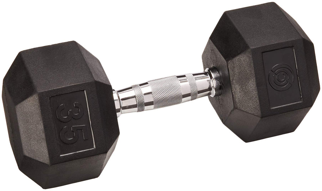 Champion Rubber Encased Solid Hex Dumbbell, 35-Pound