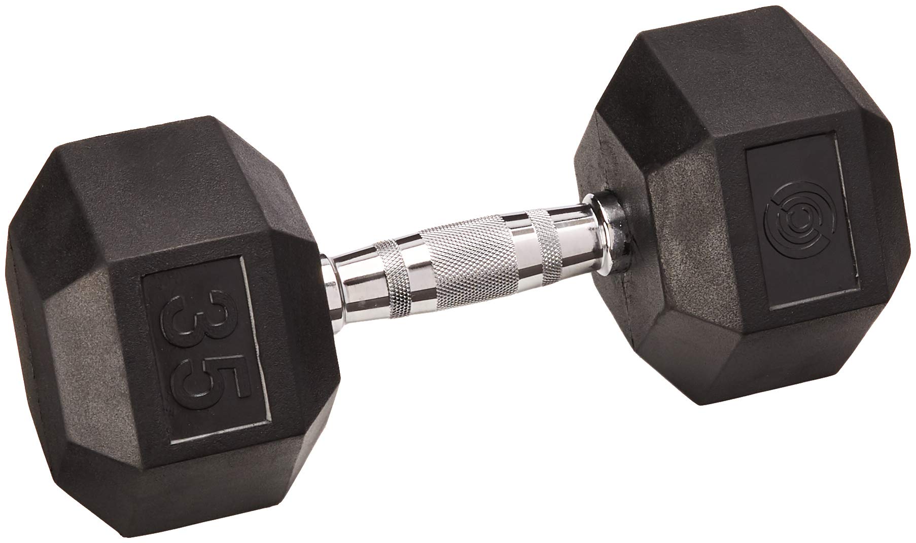 Champion Rubber Encased Solid Hex Dumbbell, 35-Pound