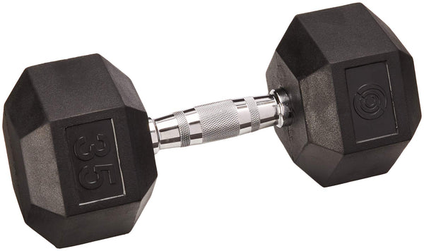 Champion Rubber Encased Solid Hex Dumbbell, 35-Pound