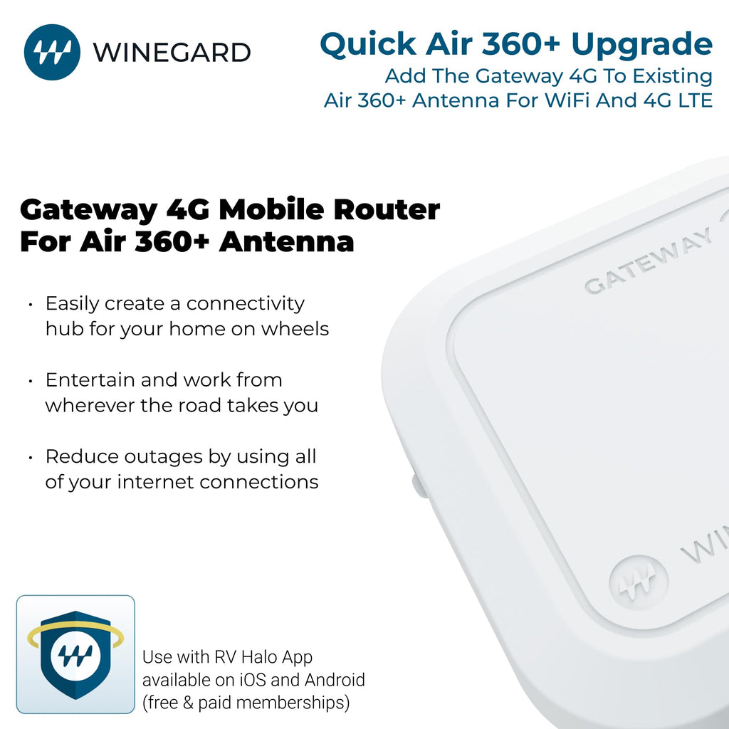 Winegard Gateway 4G - GW-1000 WiFi and LTE Router - Air 360+ Compatible - RV Mobile Router Upgrade