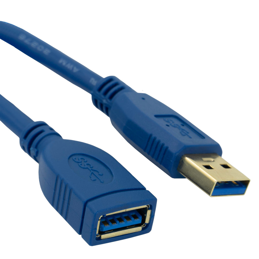 CableWholesale 1 feet USB 3.0 Extension Cable, Blue, Type A Male/Type A Female Plug, A Male to A Female Super Speed USB Extension Cable, USB Extension Cable Male to Female