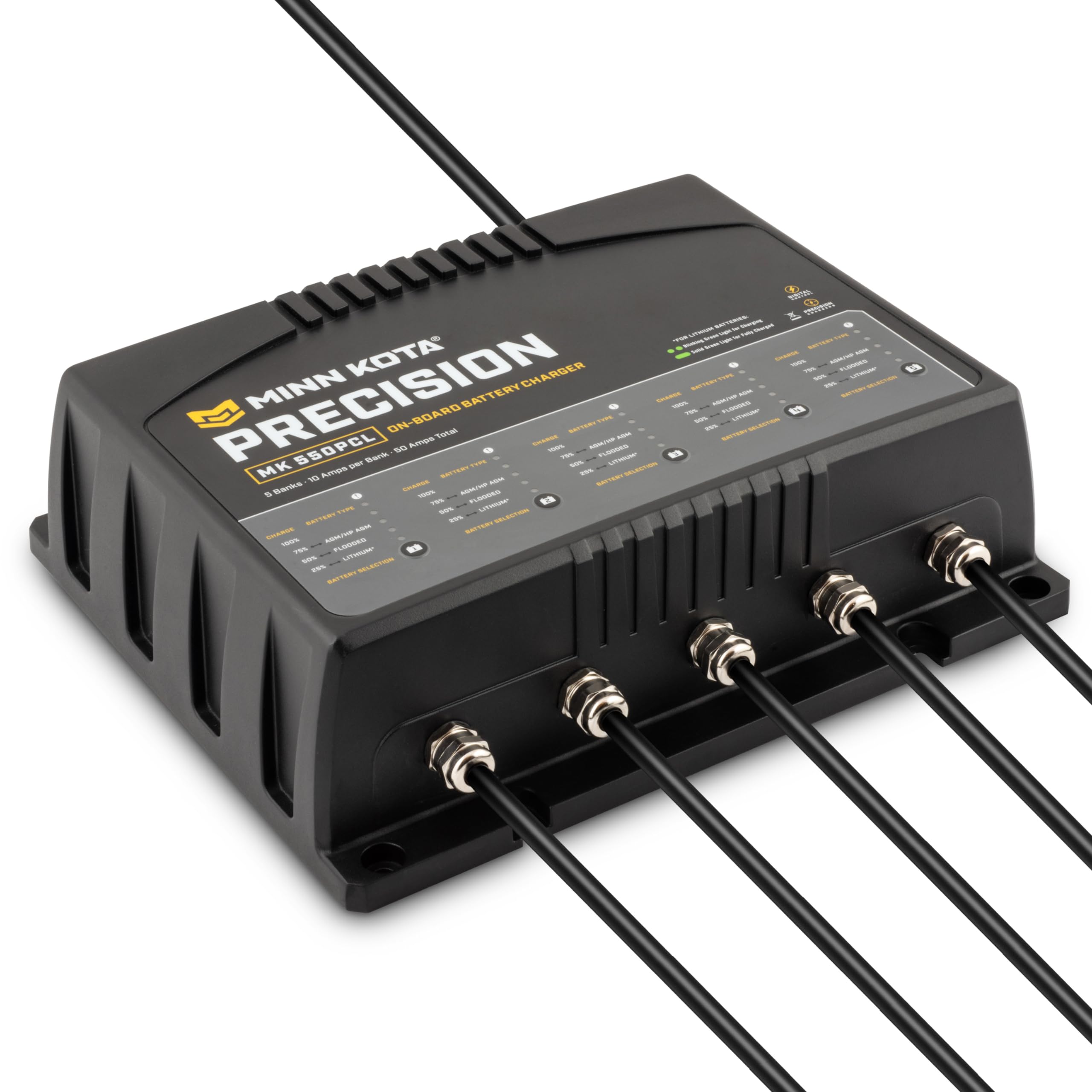 Minn Kota Precision MK-550PCL On-Board Marine Battery Charger – 5 Banks, 10 Amps Each