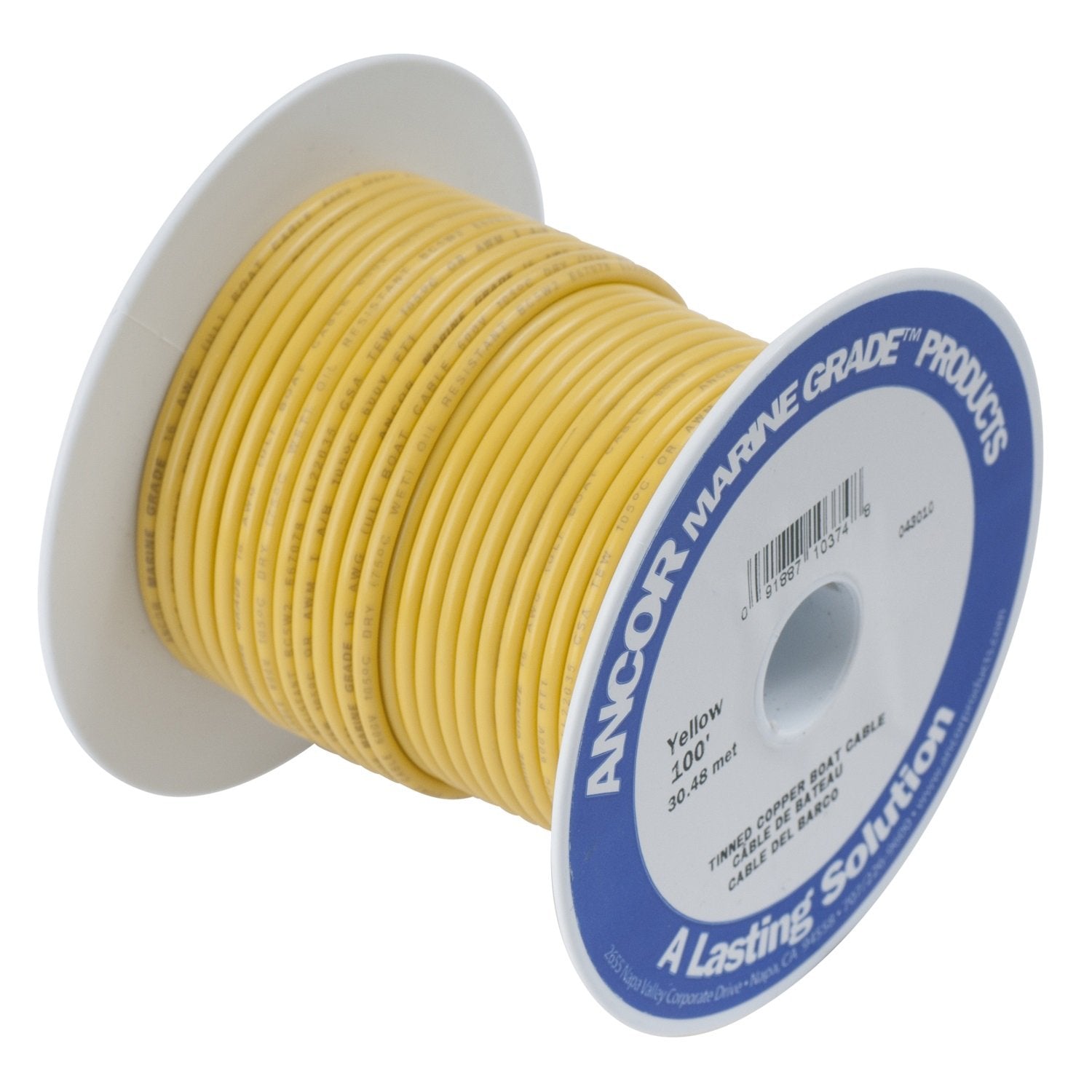 Ancor 117910 Tinned Copper Battery Cable, 2/0 AWG (62mm2), Yellow - 100ft