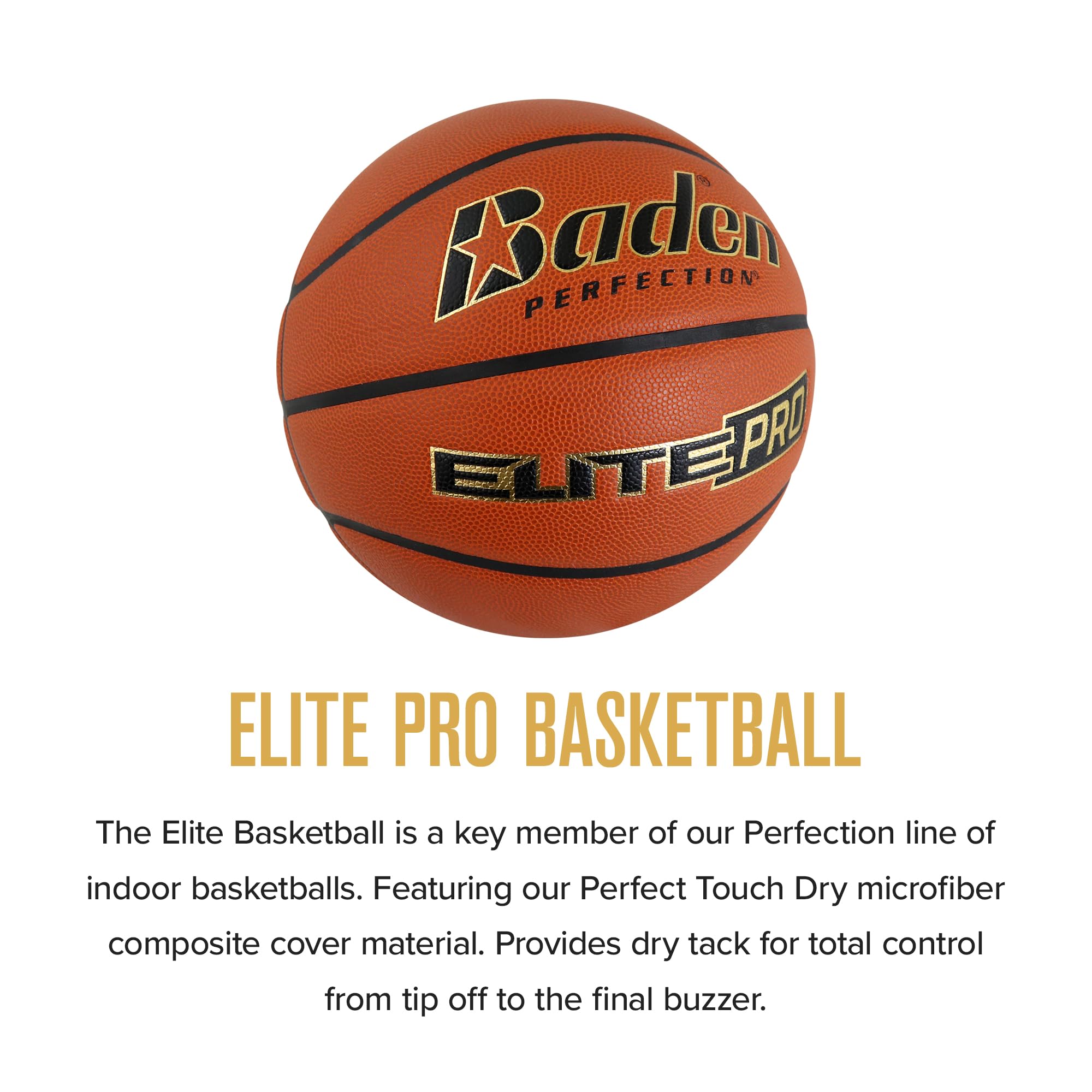 Baden | Elite Pro | Composite Indoor Game Basketball | Premium Quality for Professional Play | Youth, Women & Men's (Elite Pro - NFHS Approved, Size 7 (29.5"))