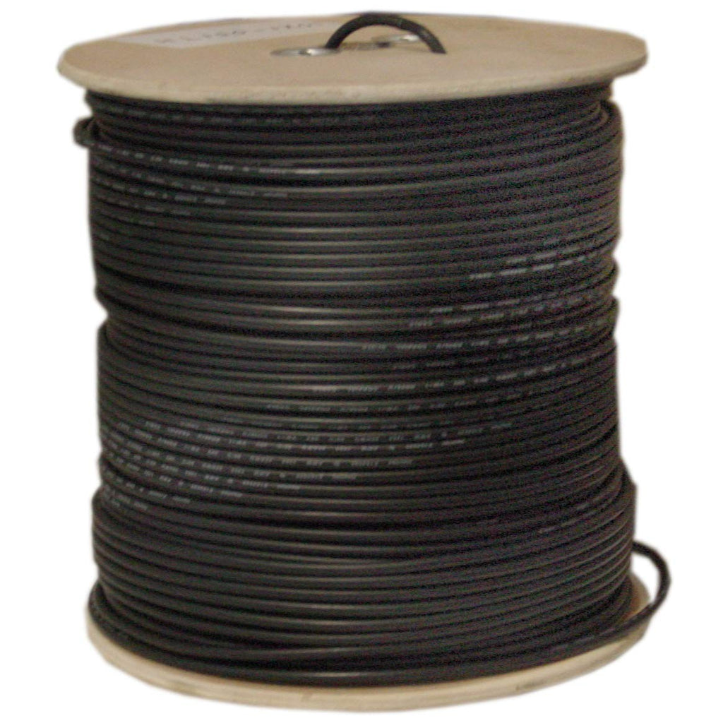 CableWholesale Bulk RG6 Coaxial Cable, Black, 18 AWG, Solid Core, 60% Braided, Spool, 1000 feet, Black