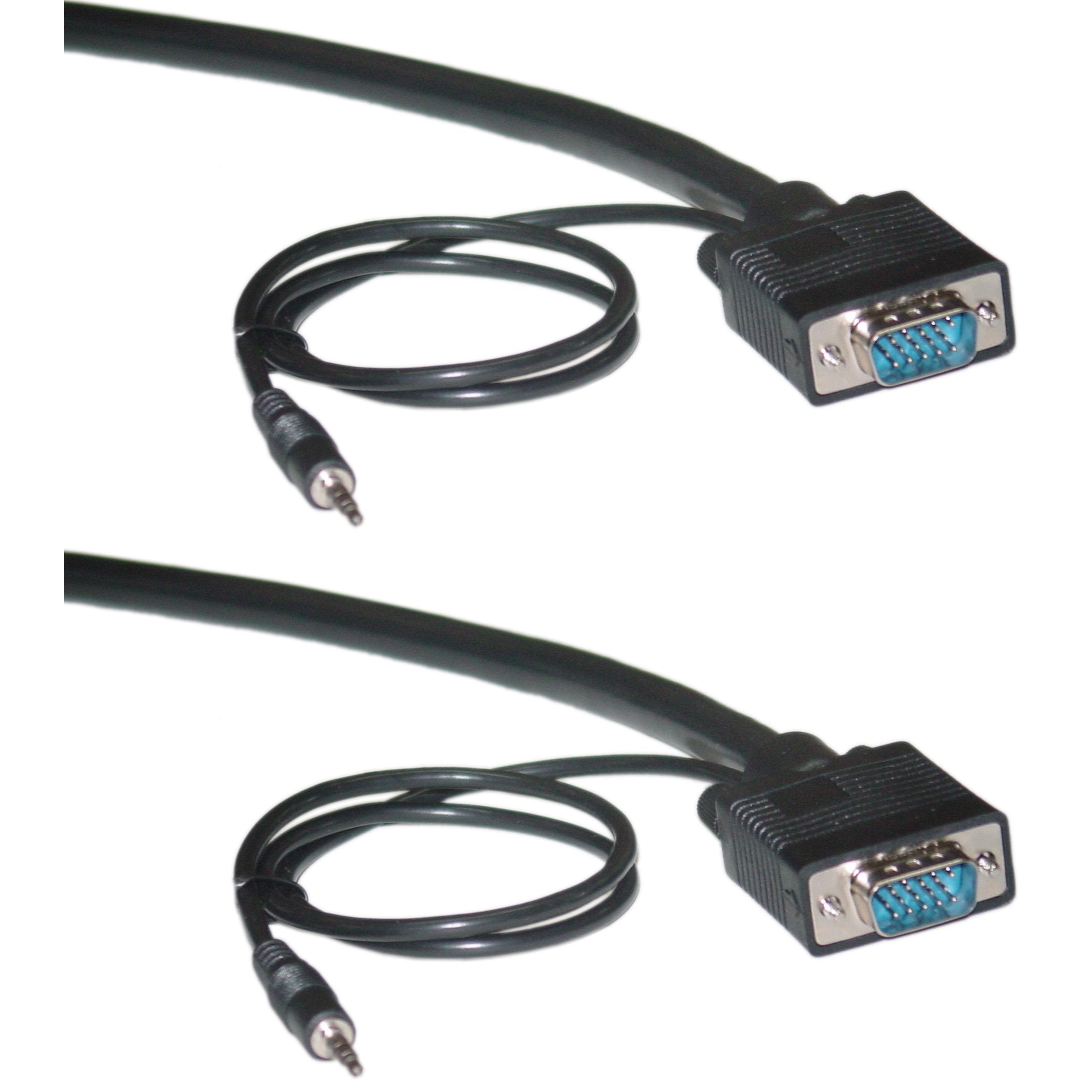 CableWholesale VGA Cable with Audio, SVGA Monitor Cable with 3.5mm Stereo Audio, HD15 Male to Male Plus Stereo Plug, Double Shield Monitor Audio Video Coax Cable for PC Laptop Black, 6 feet