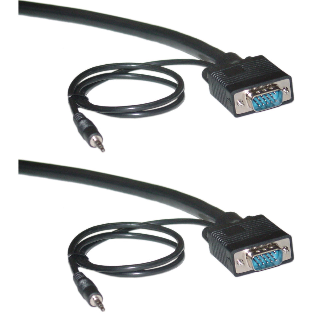 CableWholesale VGA Cable with Audio, SVGA Monitor Cable with 3.5mm Stereo Audio, HD15 Male to Male Plus Stereo Plug, Double Shield Monitor Audio Video Coax Cable for PC Laptop Black, 25 feet