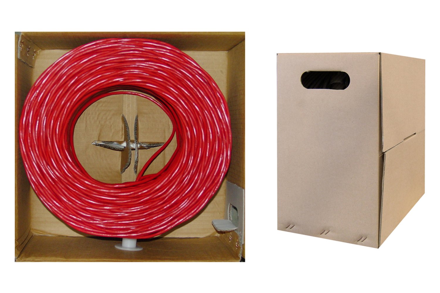 CableWholesale 1000 Foot Cat5e CM Rated Ethernet Cable, 24 AWG, ETL Verified 4 Pair Stranded Pure Copper, Unshielded Twisted Pair(UTP) with Pull Box, Red