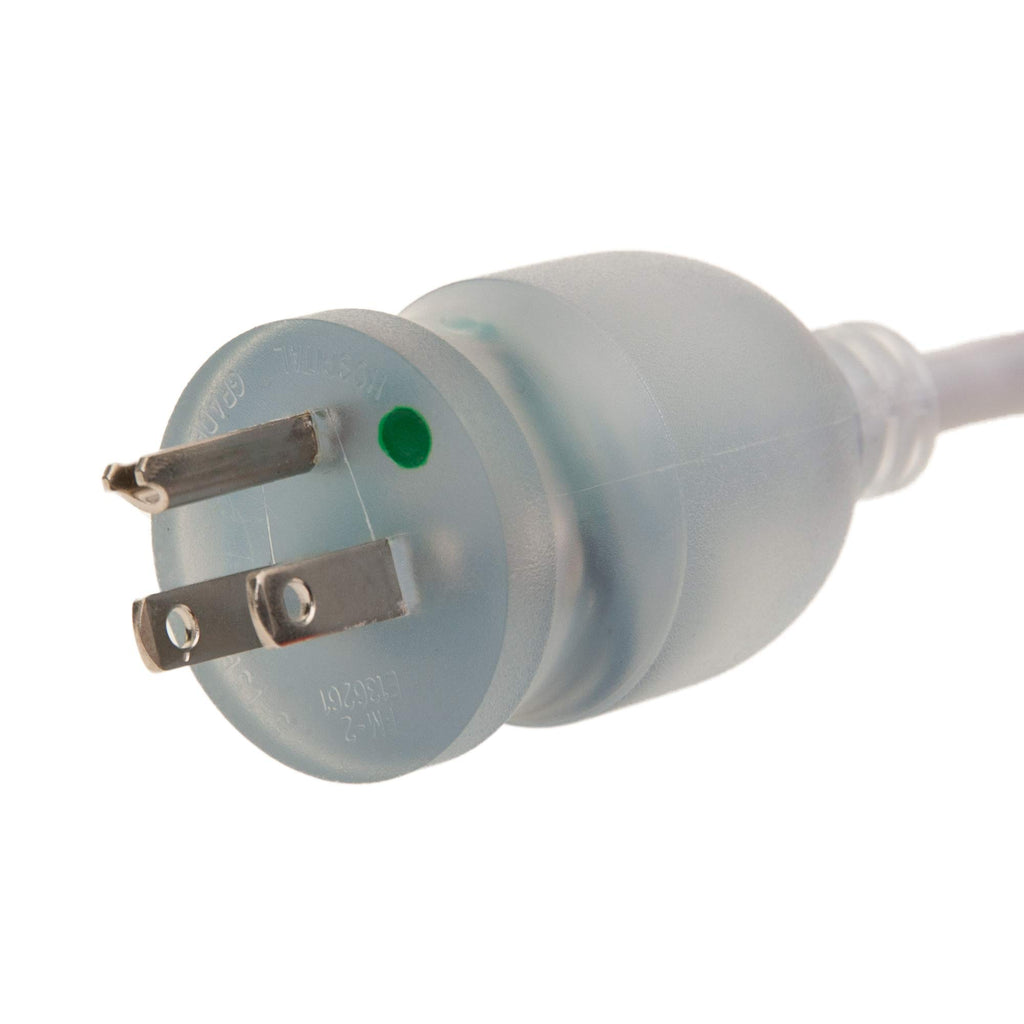 CableWholesale 6 feet Hospital Grade Green Dot Power Cord, Nema 5-15 Male to C13 Female Clear Plug, 18 AWG, SJT, 10 Amp/125 Volt, 10 Amp Power Cable, Grey