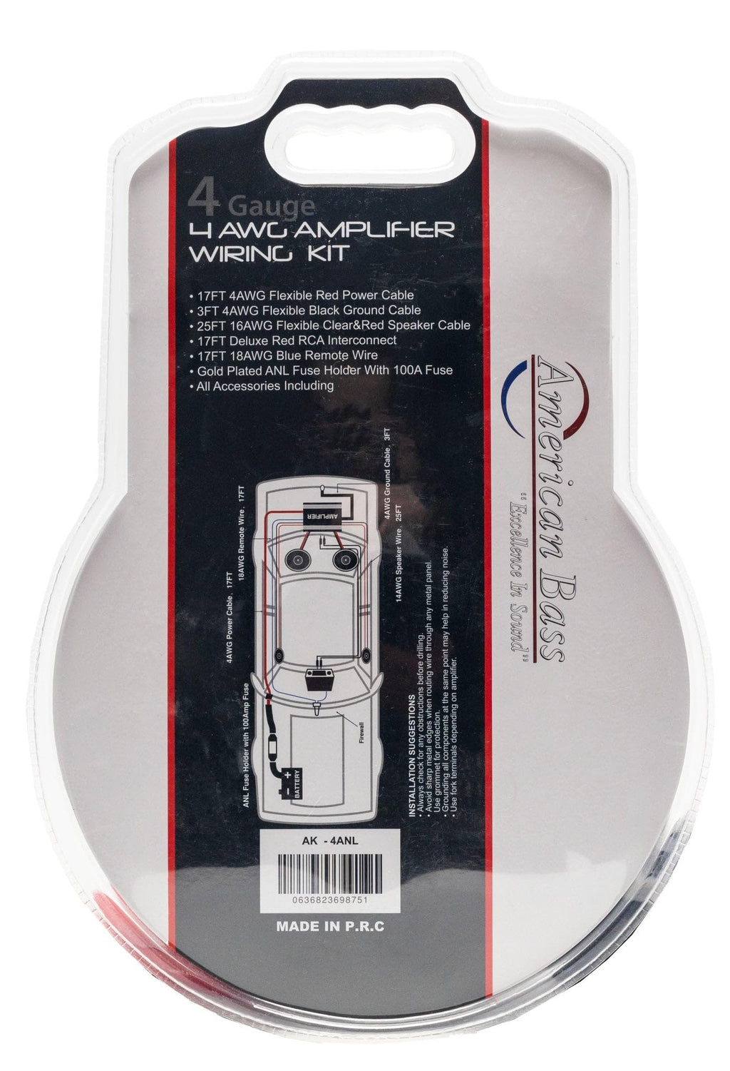 American Bass 4 Gauge CCA Amplifier Kit (Blue)
