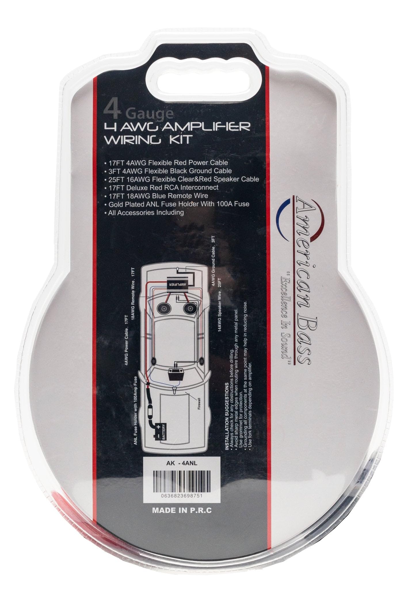 American Bass 4 Gauge CCA Amplifier Kit (Blue)
