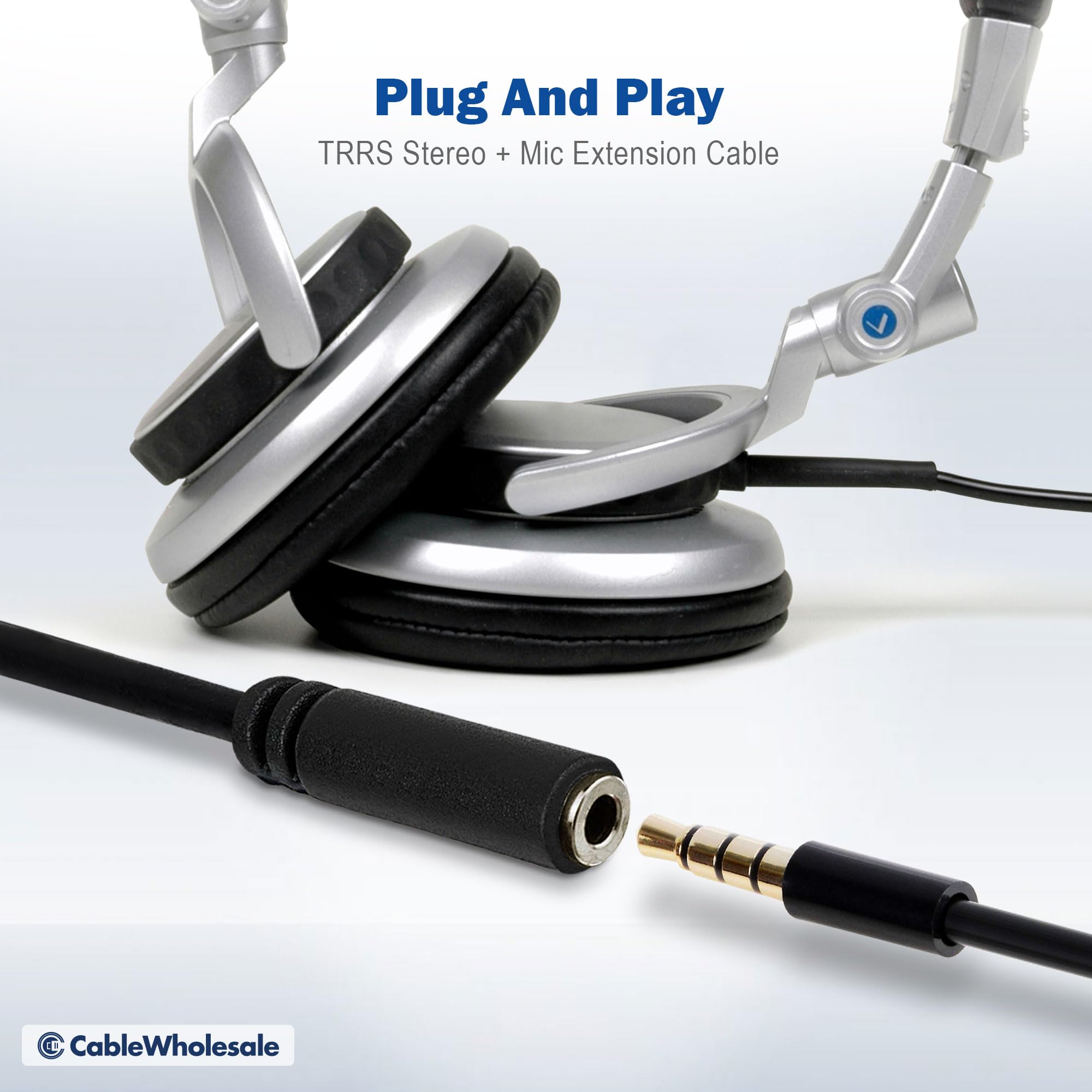CableWholesale 3.5mm Stereo Extension Cable, 3.5mm Male to 3.5mm Female, TRRS Mic Cable 6 Foot