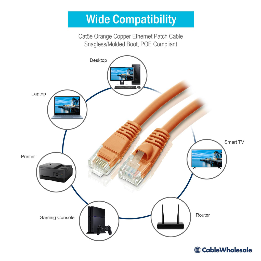 CableWholesale 10-Feet CAT5E Cable with UTP Molded Boot 350MHz, Orange (845-10X6-03110)