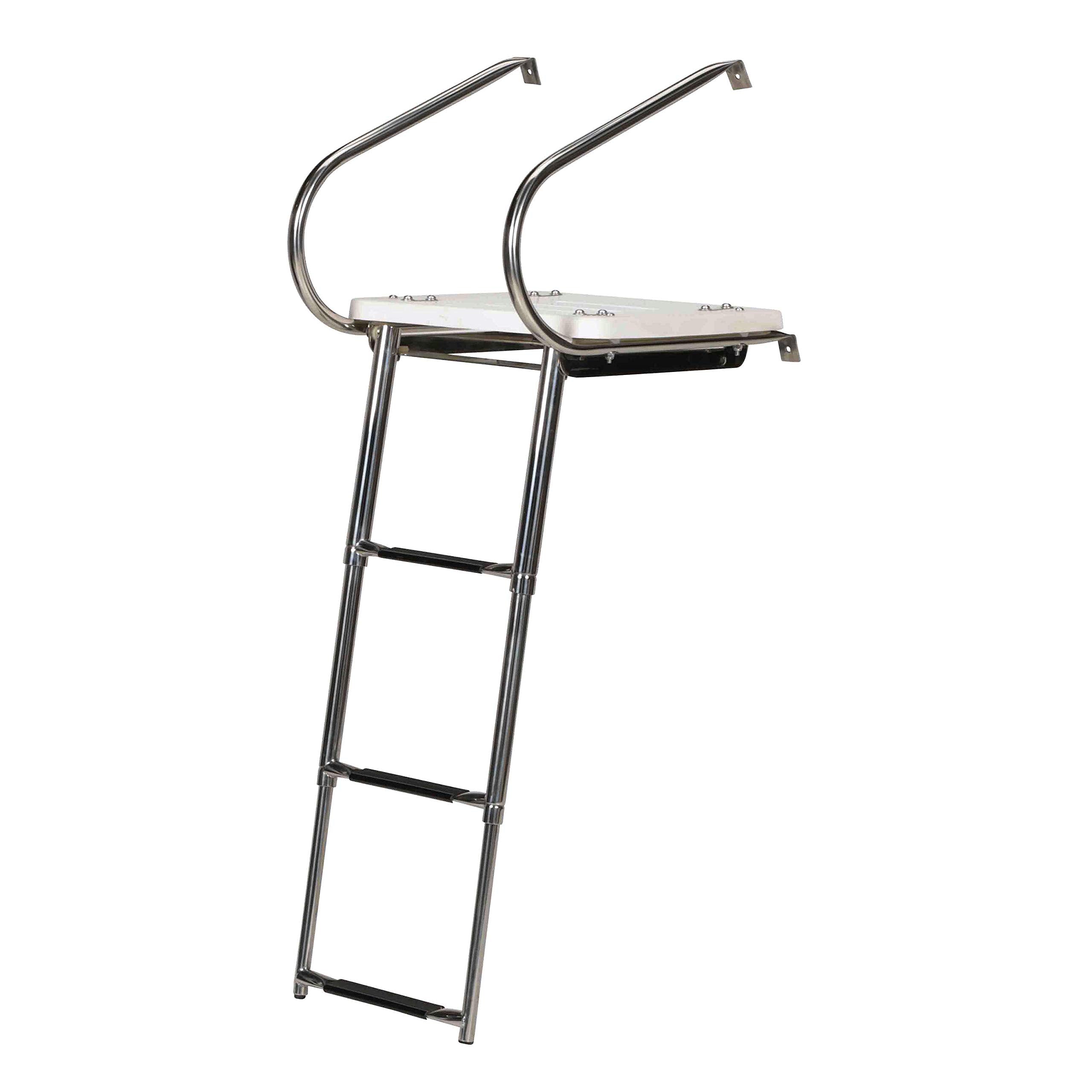 Seachoice Deluxe Universal Swim Platform w/ Side Mount Telescoping Ladder, 3 Step Ladder, Inboard/Outboard