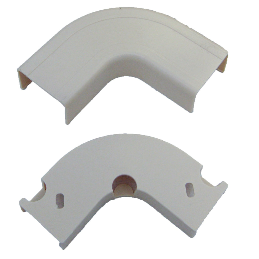 Cord Cover Cable Raceway, 1.25 inch Surface Mount Cable Raceway Flat 90 Degree Elbow (for Raceway Corners) On-Wall Cord Concealer, Cord Organizer/Wire Hider and Protector, White, Cablewholesale