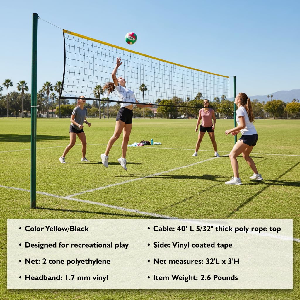 Economy Volleyball Net -Black/Yellow