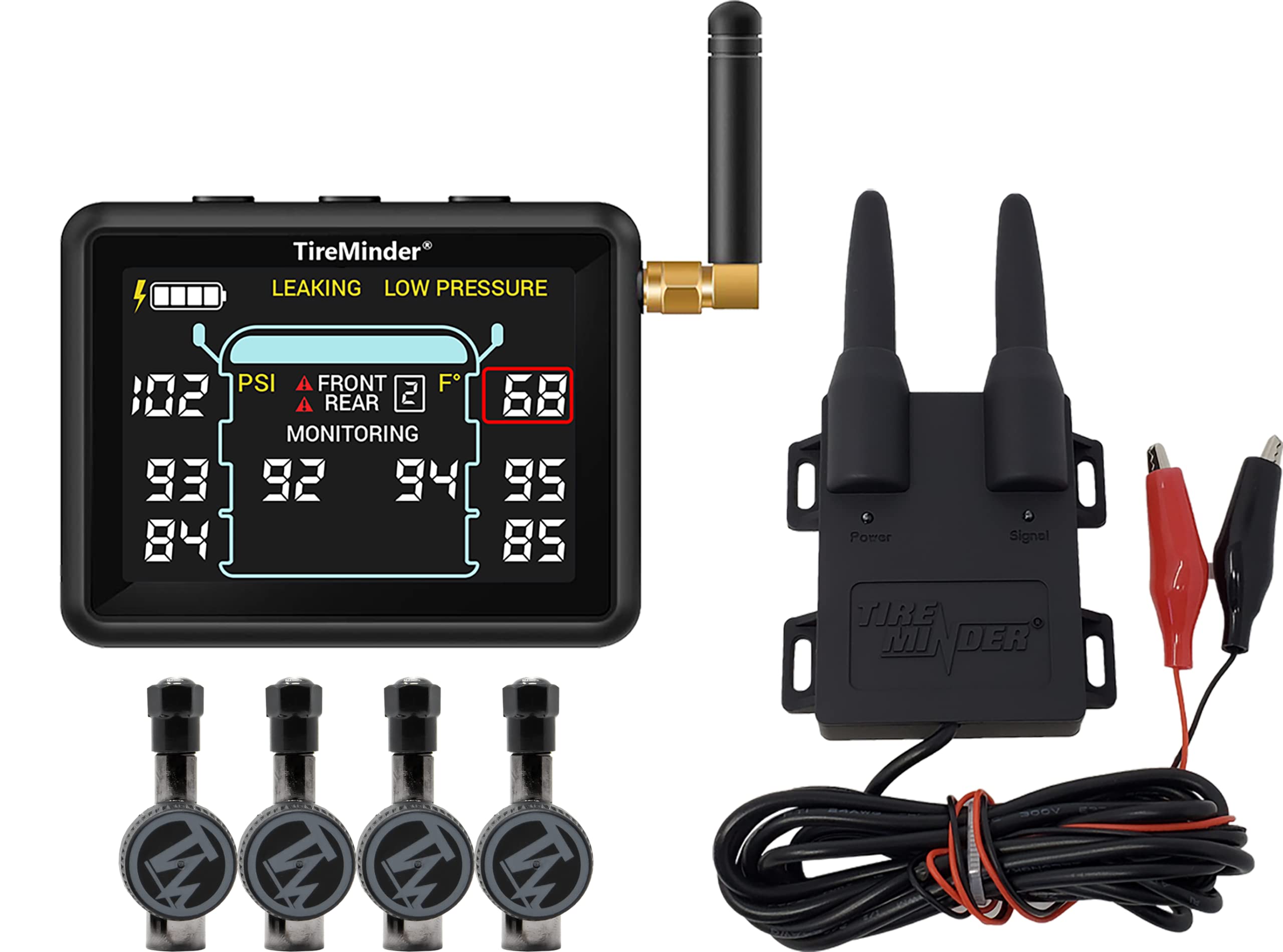 TireMinder i10 RV TPMS with 4 Flow Through Transmitters, Black