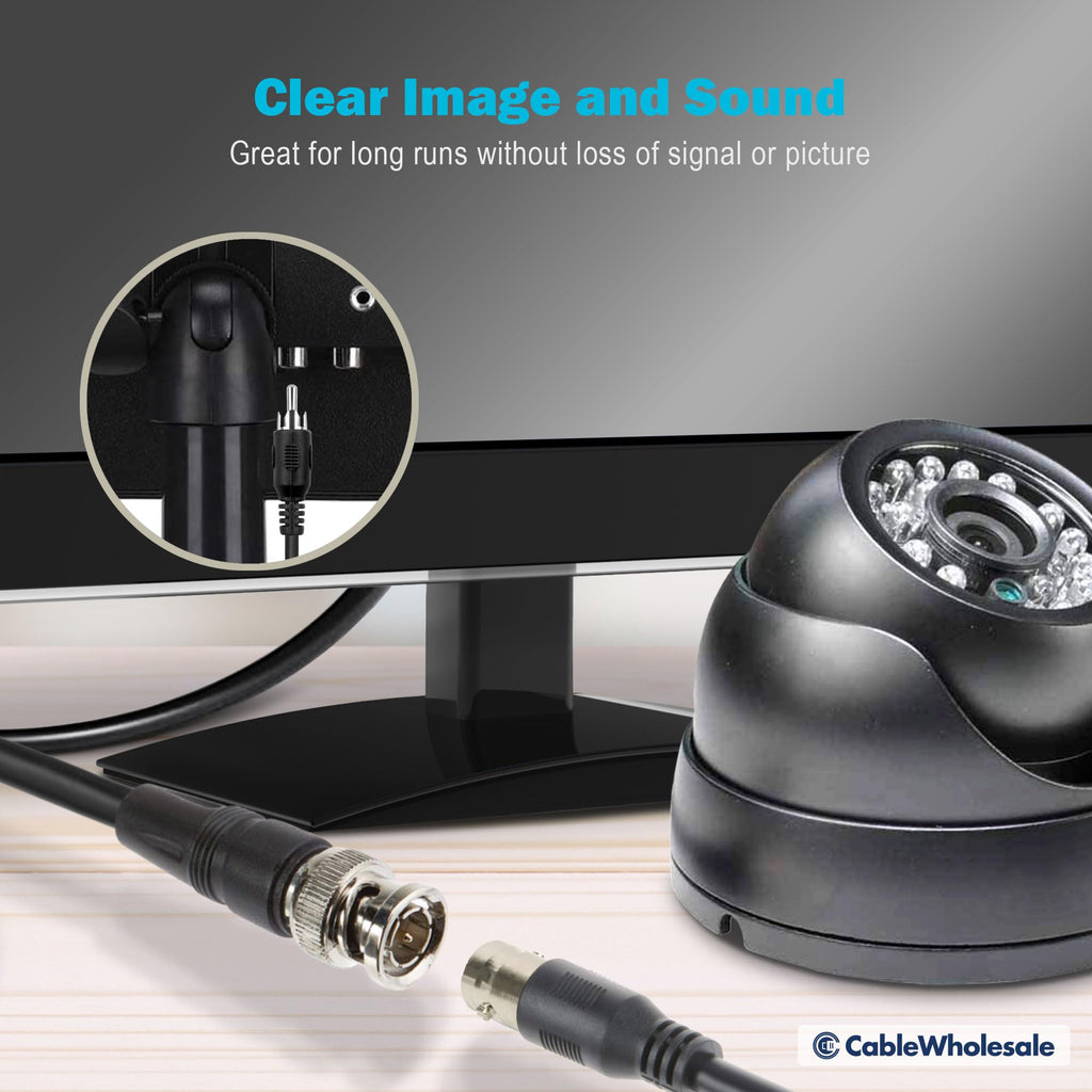 CableWholesale RG59U Coaxial BNC to RCA Video Cable, Black, BNC Male to RCA Male Coax Cable, 75 Ohm, 64% Braid, 3 ft