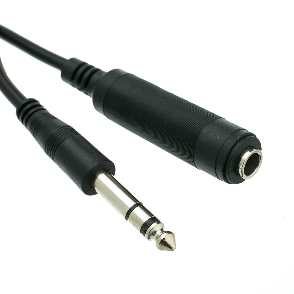 CableWholesale 1/4 Inch Stereo TRS Extension Cable, 15 feet 1/4" Stereo Male to 1/4" Stereo Female Plug for Electric Instruments (Guitar, Keyboard, Amplifier, Speakers, Synthesizers), Black