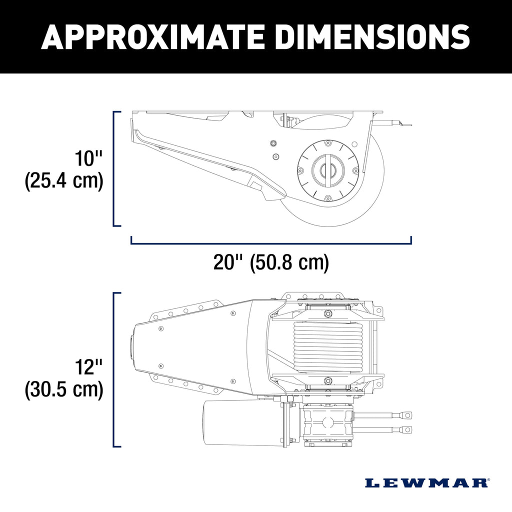 Lewmar Venta Pontoon Anchor Winch, 220 lb. Load Capacity, 92' 3-Strand Rope, 6' Setting Chain, IP66 Rated 400w Motor, Slackline Sensor Cut Off Switch, 88 lb. Ground Tackle, 12V Supply - 69001139