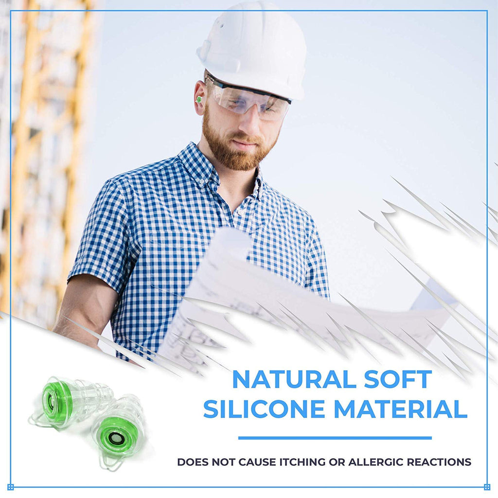 Sound Reducing Professional Ear Plugs - Most effective Noise Reduction Ear Plugs for Concerts, Work, Sleep and Motorcycle Ear Protection - Soft and Comfortable Reusable Ear Plugs - Earplugs Sleep