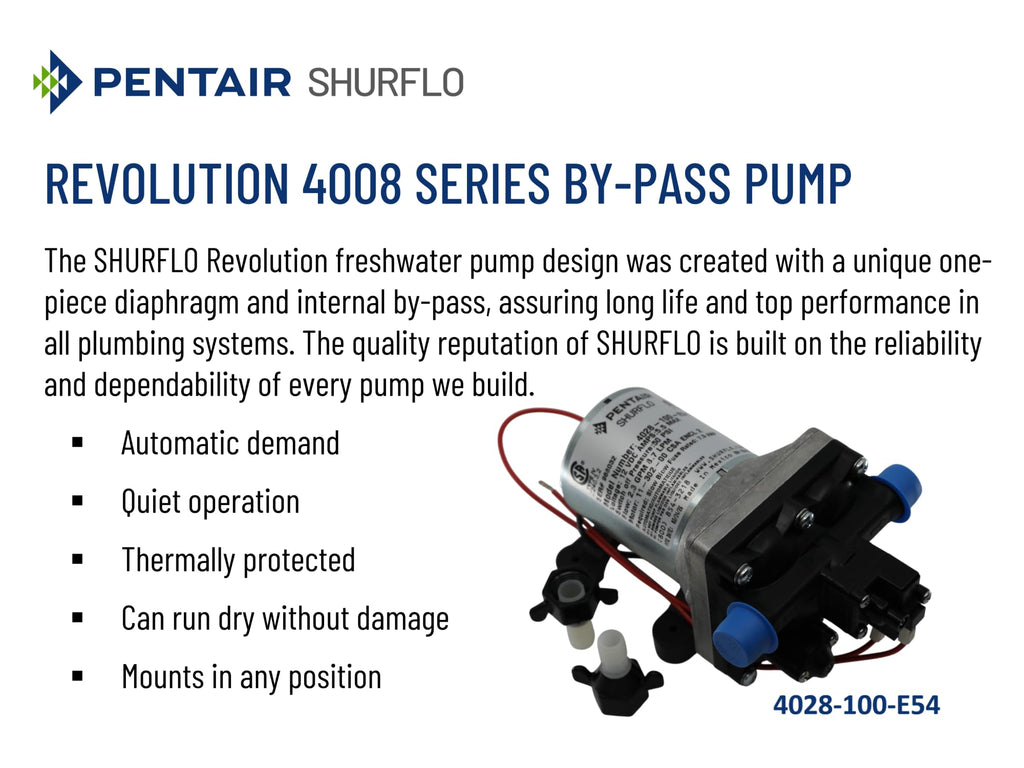 PENTAIR SHURFLO 4028-100-E54 Revolution Water Pump, 2.3 GPM Diaphragm Pump
