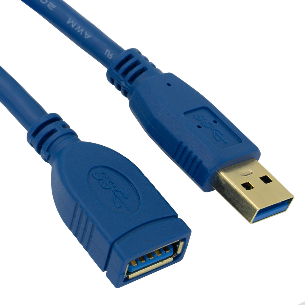 CableWholesale 1 feet USB 3.0 Extension Cable, Blue, Type A Male/Type A Female Plug, A Male to A Female Super Speed USB Extension Cable, USB Extension Cable Male to Female