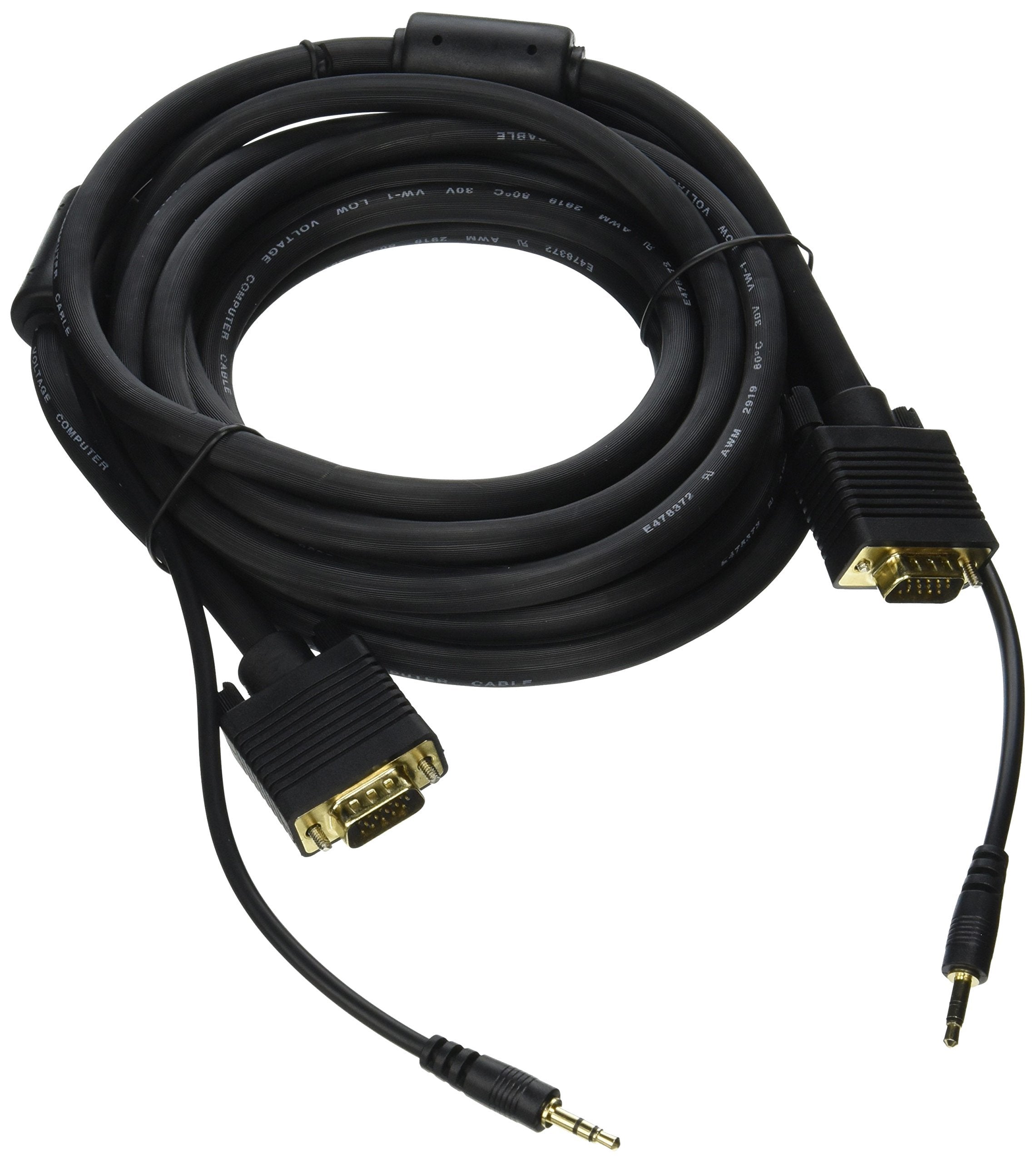 SANOXY 10H1-29115 CableWholesale's Shielded SVGA 15' Cable with 3.5mm Audio (Black)