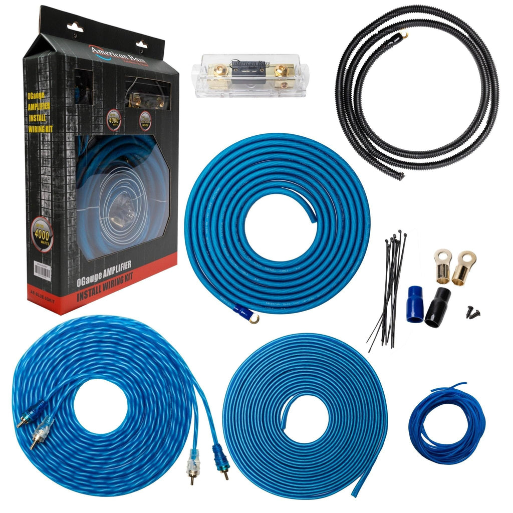 American Bass 4 Gauge CCA Amplifier Kit (Blue)