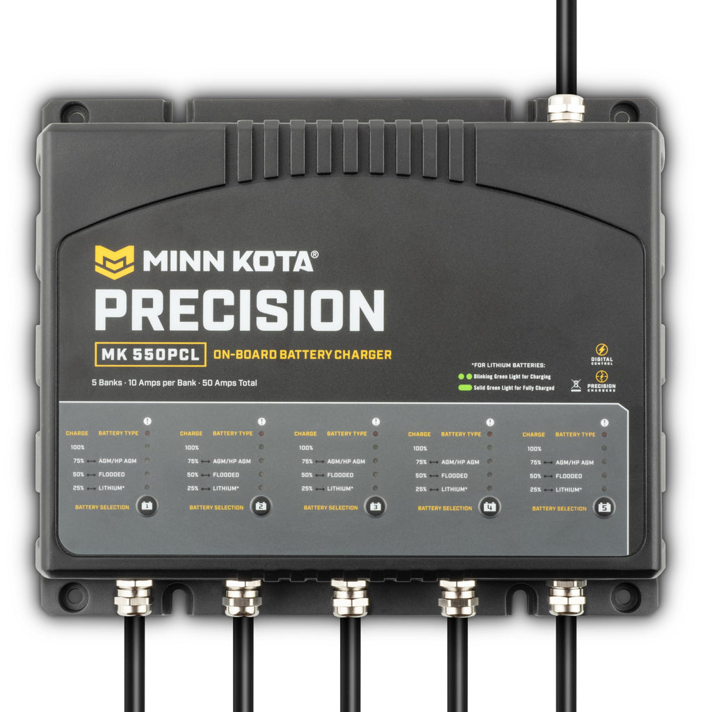 Minn Kota Precision MK-550PCL On-Board Marine Battery Charger – 5 Banks, 10 Amps Each