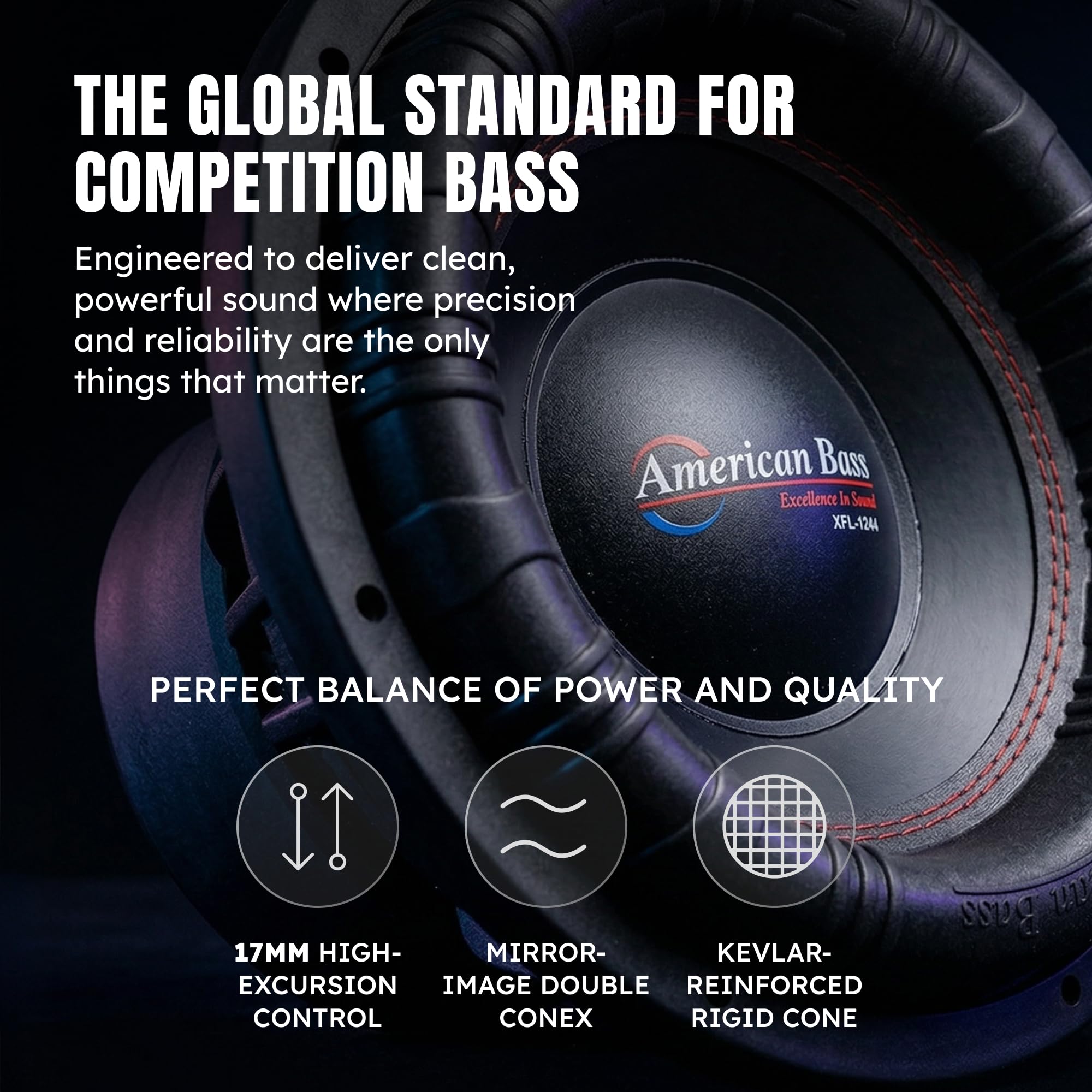 American Bass XFL 12" Car Subwoofer, 4 Ohm, 3000W Max