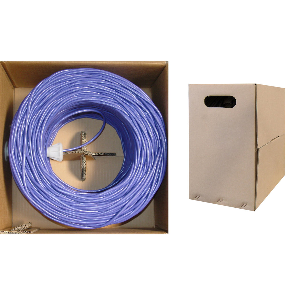 CableWholesale 1000 Foot Cat5e CM Rated Ethernet Cable, 24 AWG, ETL Verified 4 Pair Stranded Pure Copper, Unshielded Twisted Pair(UTP) with Pull Box, Purple