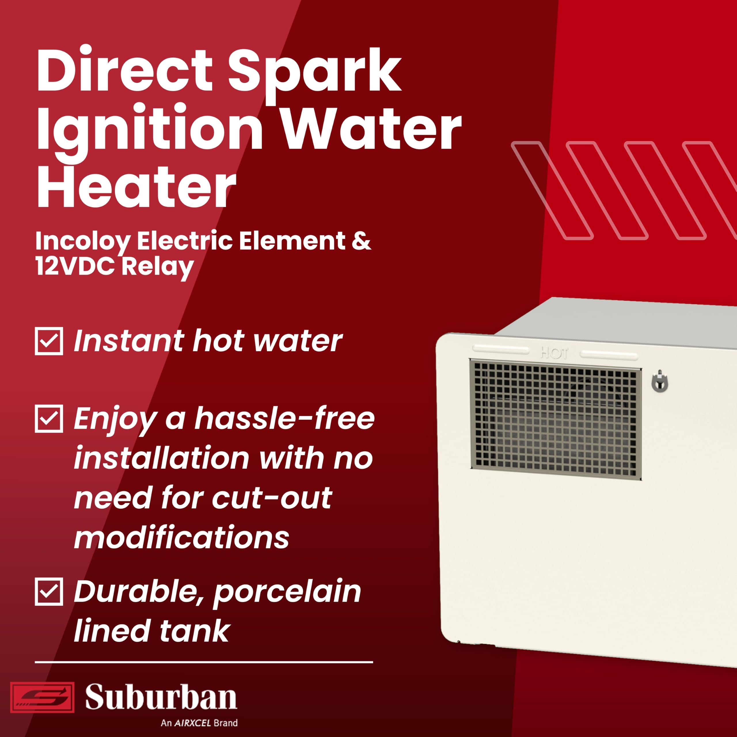 Suburban SAW6DEL 6-Gallon Direct Fit RV Water Heater, DSI (5322A)