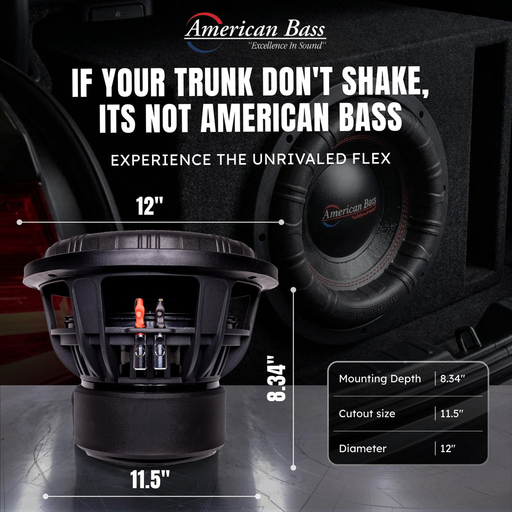 American Bass XFL 12" Car Subwoofer, 4 Ohm, 3000W Max